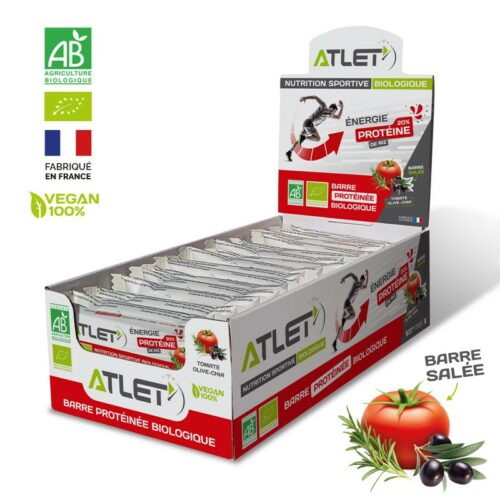 Barres énergétiques bio tomate chia olive 30g Atlet (lot de 34)