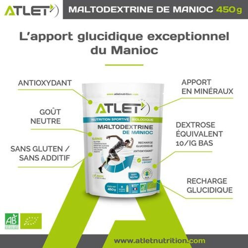 Biologische cassavemaltodextrine 450g Atlet 1