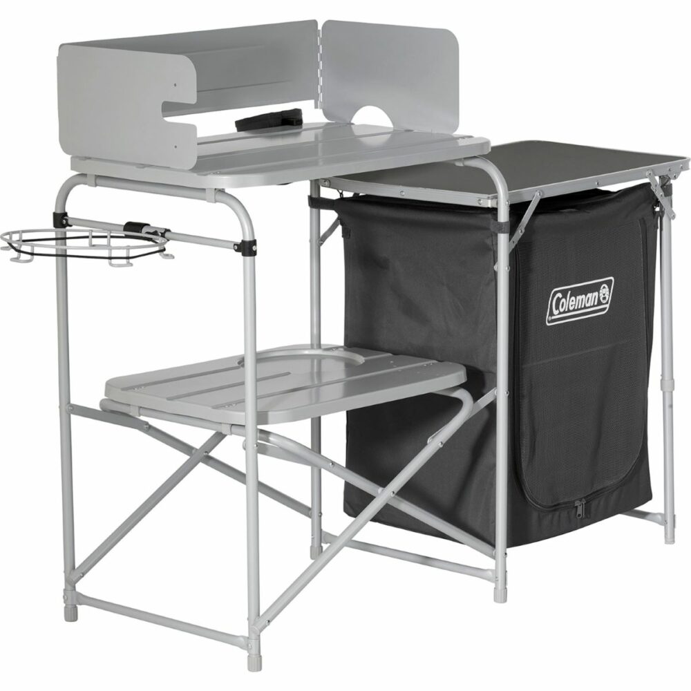 Camping table with cooking support for Coleman stoves and grills