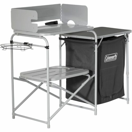 Mesa de camping con soporte para hornillos y parrillas Coleman