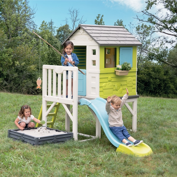 Square Pilotis House with slide and sandbox Smoby 59903