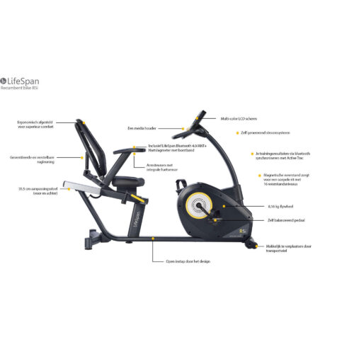 Velo couche ergometre semi-professionale R5i Autogenerante LifeSpan Fitness 73903